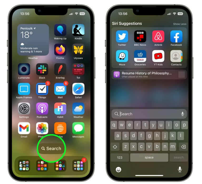 黄梅苹果手机维修分享升级到 iOS 16 后，如何删除主屏幕上的搜索按钮 