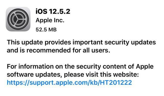 黄梅苹果手机维修分享iOS12.5.2发布，建议所有老苹果用户安装 